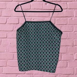 Zara Patterned Print Lace Cami Blouse W&B Collection Medium